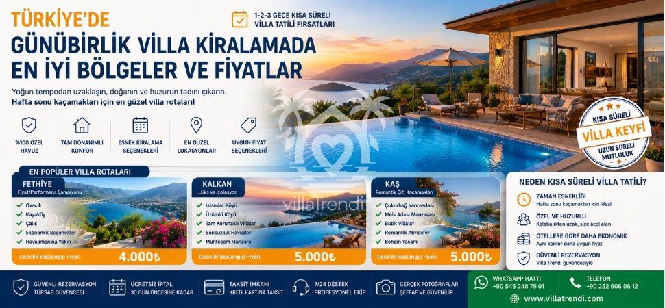 Günübirlik Villa Kiralama Bölgeleri ve Fiyatlar | Villa Trendi