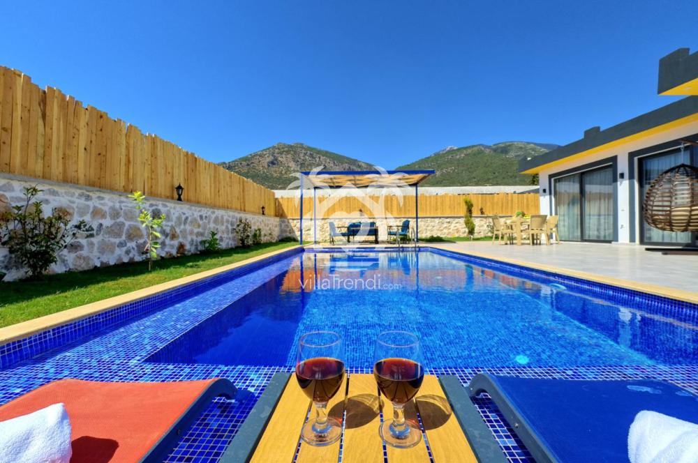 Villa Zeytin Tanesi Kalkan doğa manzaralı tam korunaklı yüzme havuzu