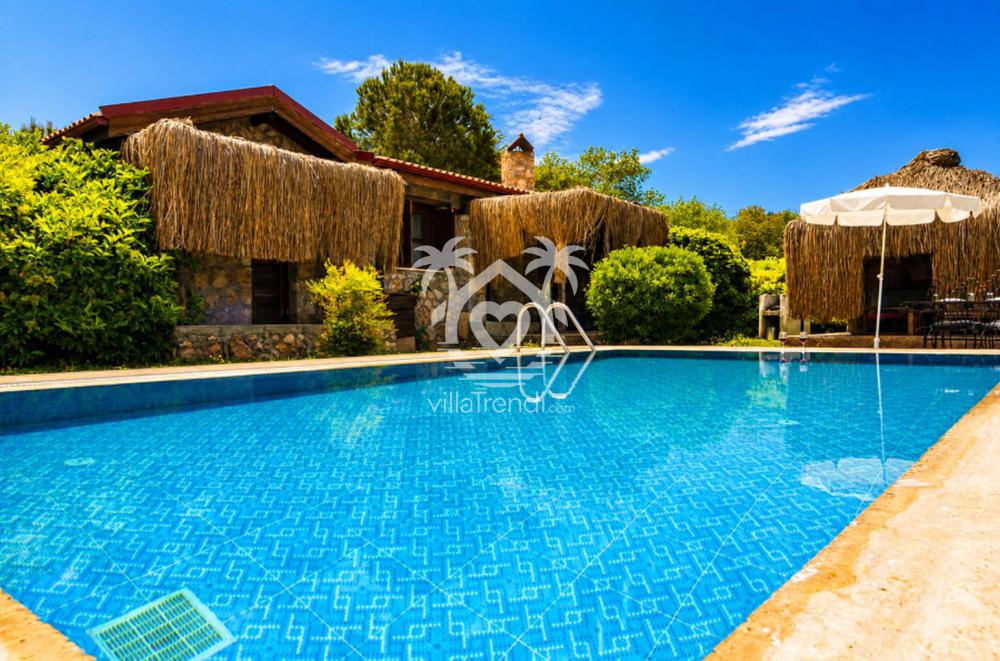 Fethiye Kayaköy kiralık taş villa Stone tam korunaklı özel yüzme havuzu