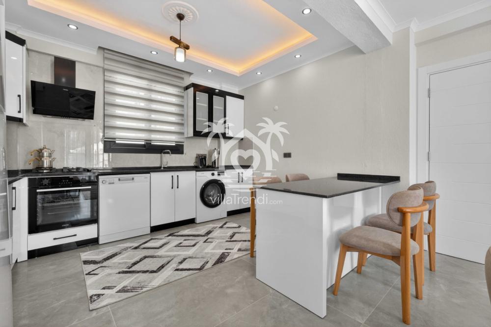 Villa Sıla Fethiye tam donanımlı modern Amerikan mutfak.