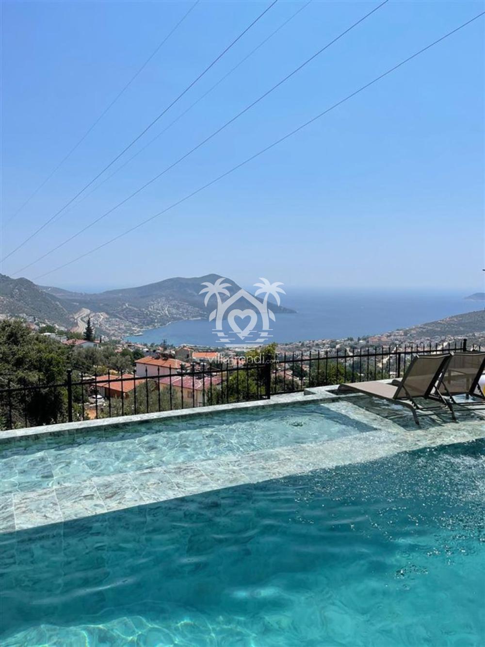 Villa Likya Akbel panoramik Kalkan deniz manzaralı sonsuzluk havuzu.