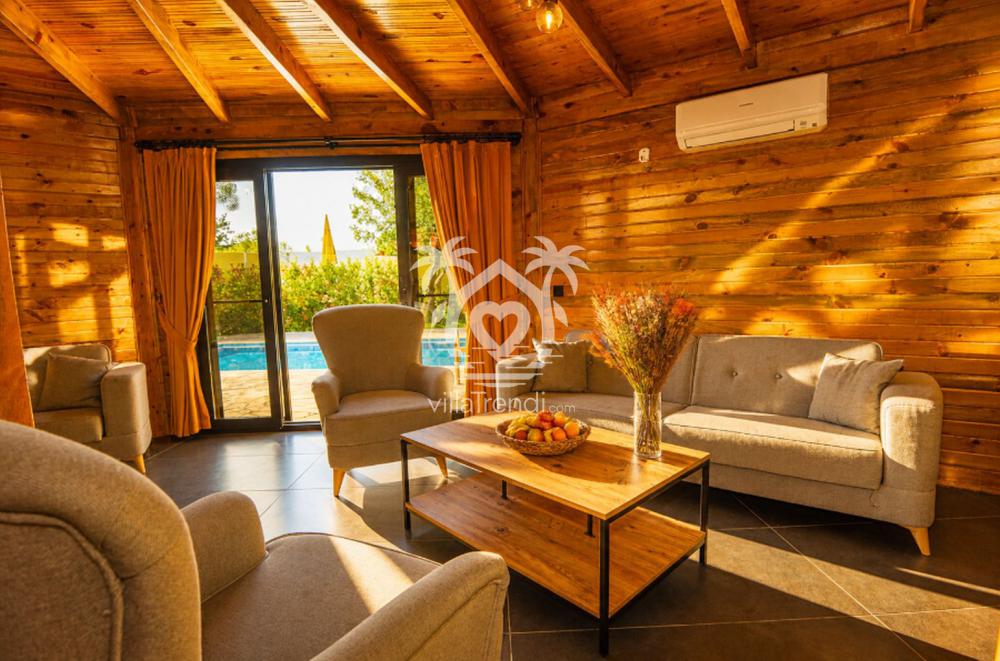 Doğa manzaralı ve klimalı ahşap lüks salon - Villa Ahşap Kayaköy 1.