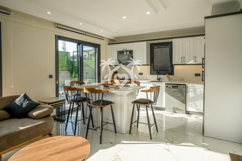 Seydikemer kiralık villa Mera 1 modern Amerikan mutfak tasarımı