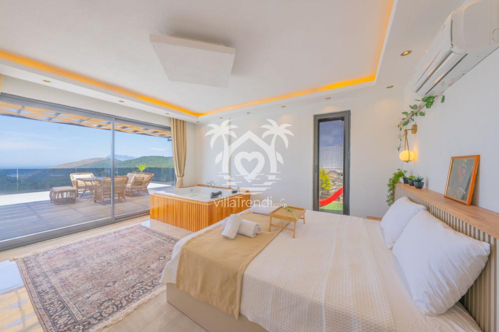 Villa Sadece İkimiz lüks jakuzili ve klimalı yatak odası