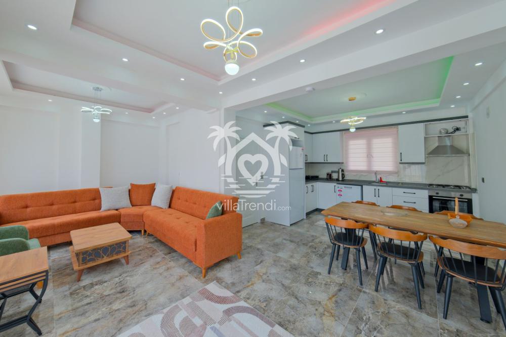 Villa Sarıman 1 Seydikemer geniş salon ve rahat oturma grubu