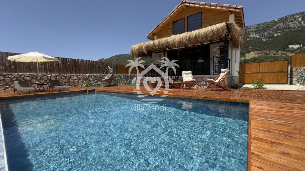 Kalkan Sarıbelen Villa Sherwood tam korunaklı özel havuz ve dış cephe