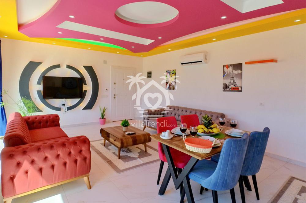 Villa Zeytin Tanesi lüks tasarımlı ferah ve modern oturma odası